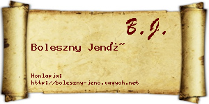 Boleszny Jenő névjegykártya
